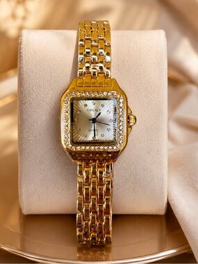 Women's Gold Crystal-Accent Bracelet Watch Panther Watch